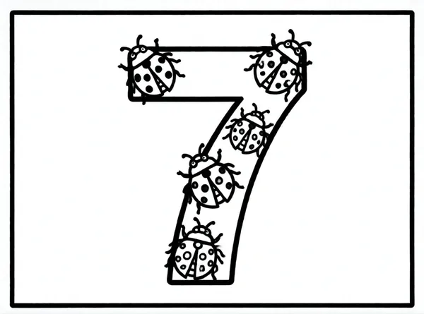 numero siete con mariquitas