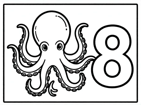 numero ocho con pulpo