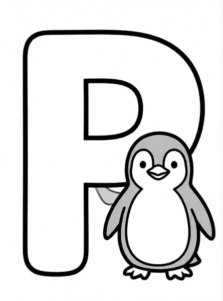 letra p con pingüino