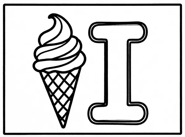 Ice Cream Letter I drawing to color and print for free