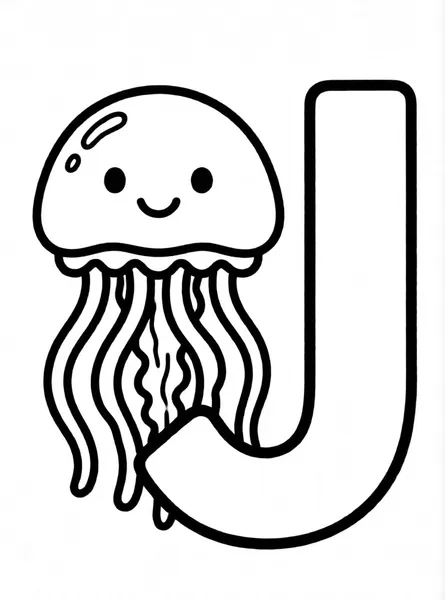 Dibujo de letra j medusa para colorear e imprimir gratis