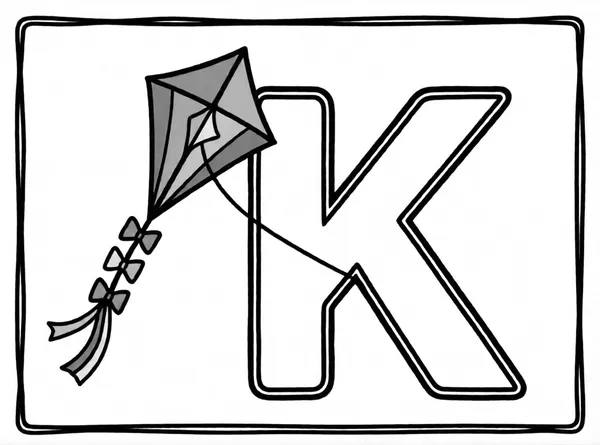 Dibujo de cometa con la k para colorear e imprimir gratis