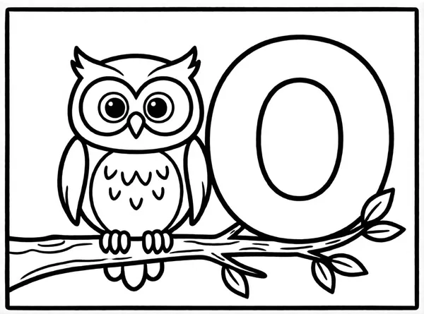 Owl with the Letter O drawing to color and print for free