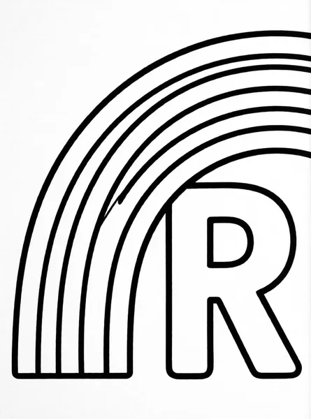 Rainbow Letter R drawing to color and print for free