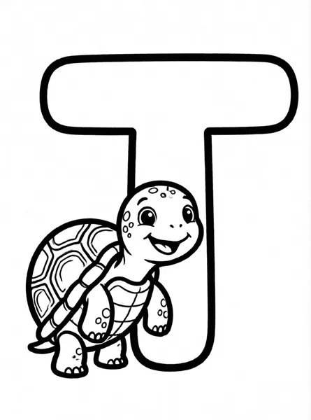 Letter T Turtle drawing to color and print for free