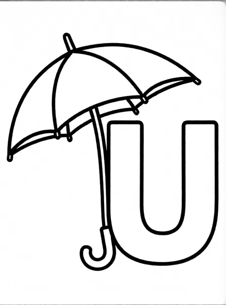 Dibujo de letra u paraguas para colorear e imprimir gratis