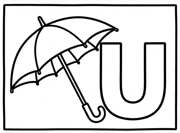 Dibujo de paraguas con la u para colorear e imprimir gratis