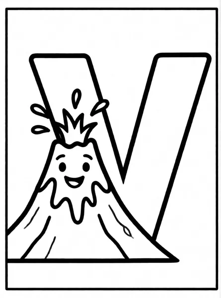 Dibujo de letra v volcan para colorear e imprimir gratis