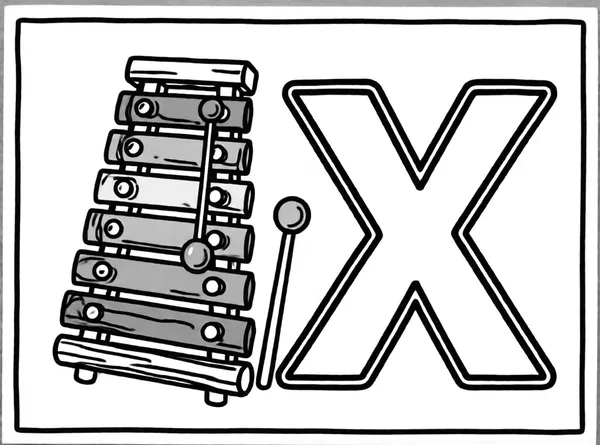 Dibujo de xilofono con la x para colorear e imprimir gratis