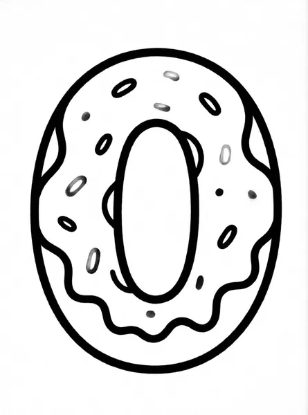 Dibujo de numero 0 rosquilla para colorear e imprimir gratis