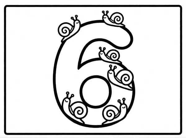 Number Six Snail drawing to color and print for free