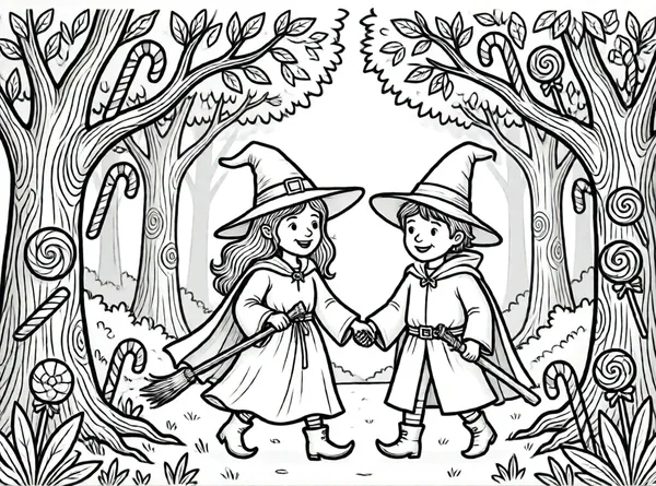 bruja y mago bosque de caramelos