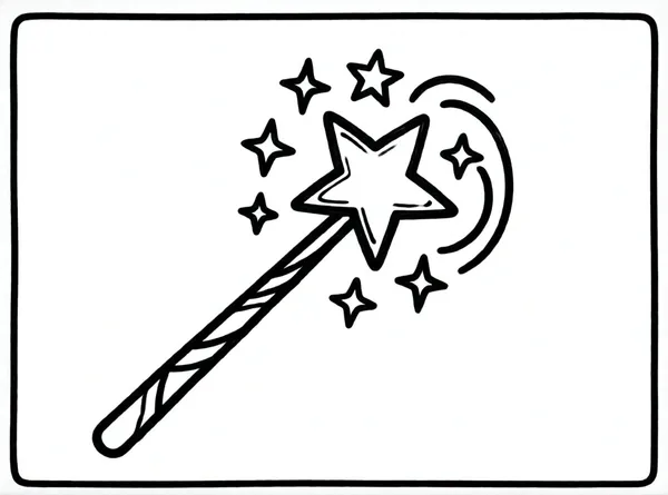 Starry Magic Wand drawing to color and print for free