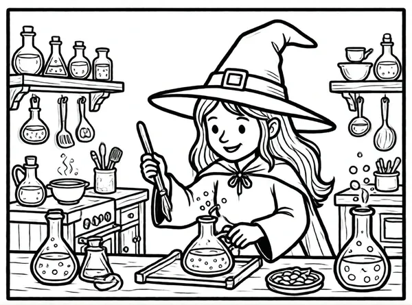 bruja preparando una poción