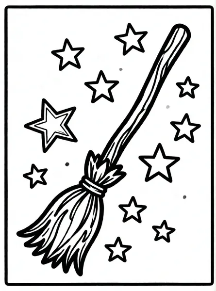 escoba mágica con estrellas