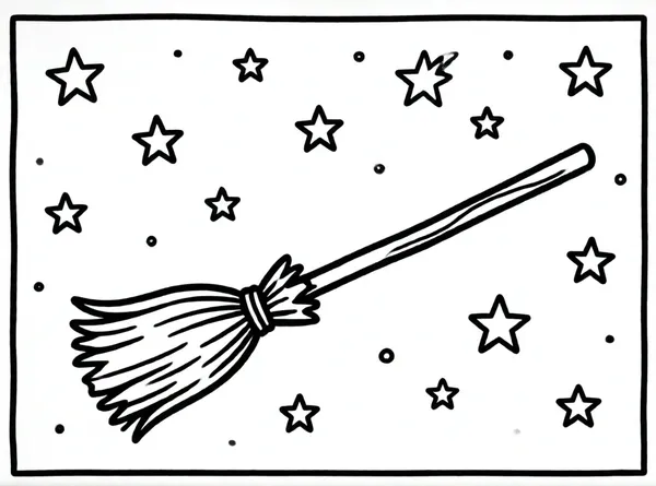 escoba mágica con estrellas