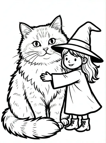 bruja con su gato gigante