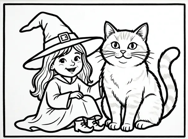 bruja con su gato gigante