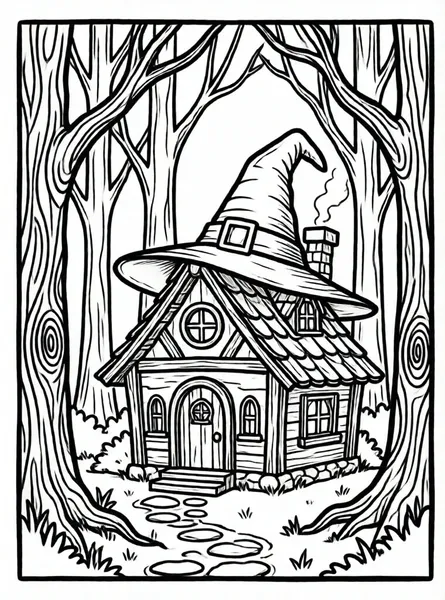 casa de bruja en bosque