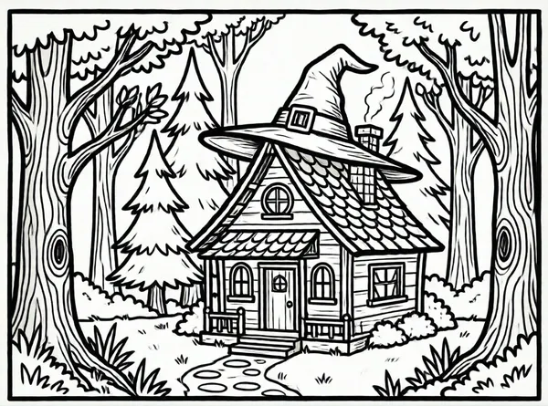 casa de bruja en bosque