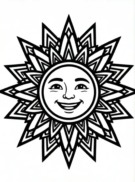 sol radiante con patrones