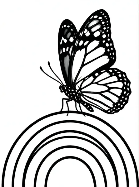 mariposa volando sobre arcoiris colorido