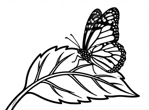 mariposa descansando en hoja verde