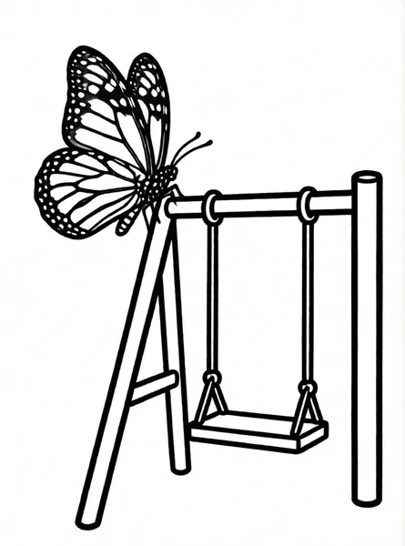 mariposa volando junto a columpio