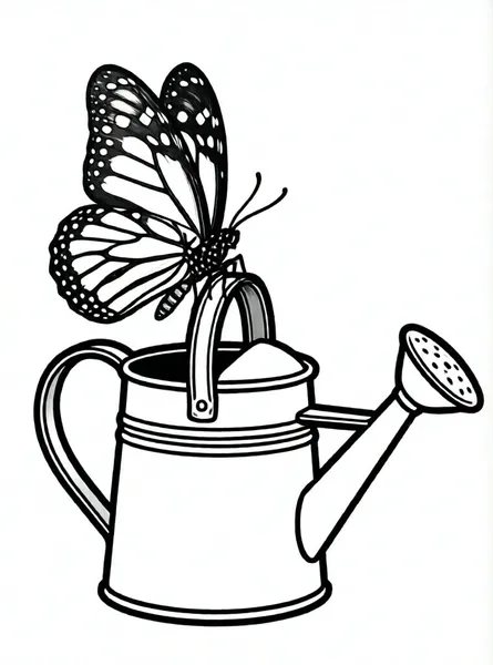 mariposa posada en regadera vieja