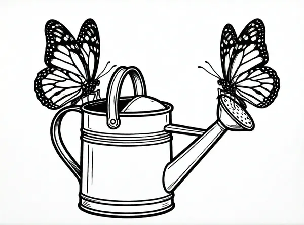 mariposa posada en regadera vieja