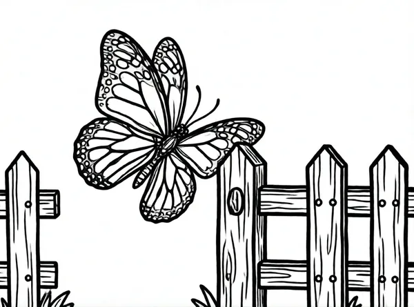 mariposa volando cerca de valla