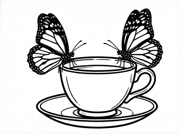 mariposa descansando en taza de te