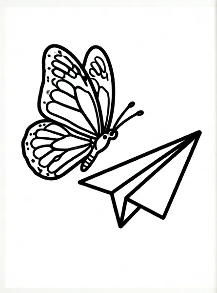 mariposa volando con avion de papel