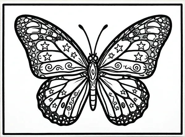 mariposa con alas decoradas de estrellas