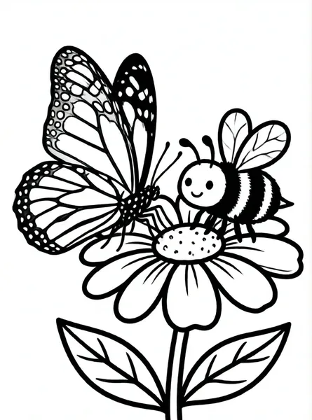mariposa y abeja en el jardín
