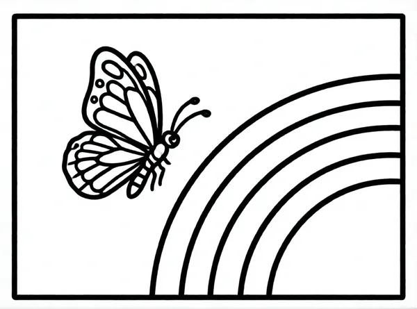 mariposa volando cerca de un arcoiris