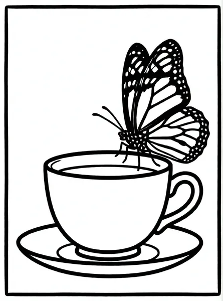 mariposa sobre una taza de té
