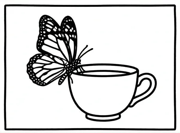 mariposa sobre una taza de té