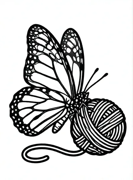 mariposa con una bola de lana