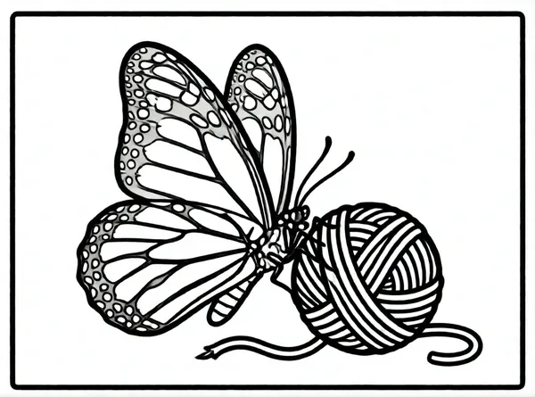 mariposa con una bola de lana