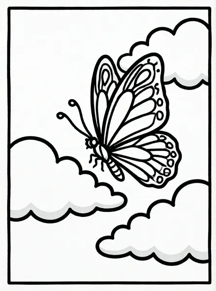 mariposa volando entre nubes suaves