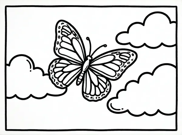 mariposa volando entre nubes suaves