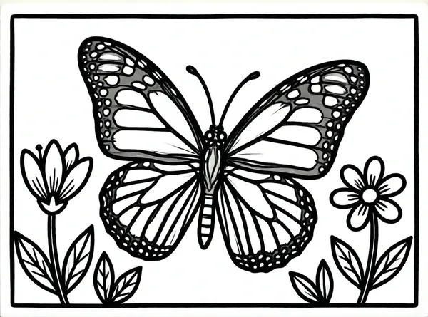 mariposa entre flores y hojas