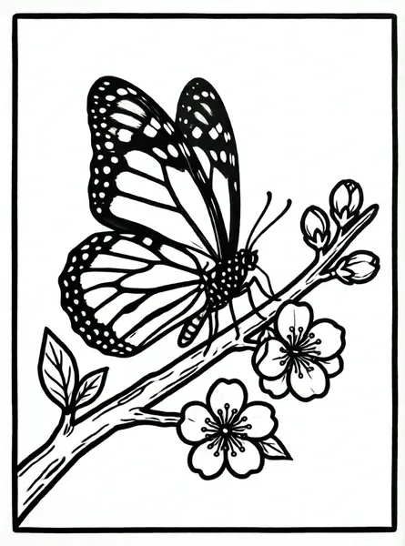 mariposa en rama de cerezo