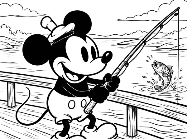 raton pesca en barco