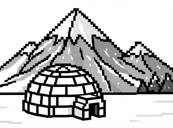 Snowy Mountain Igloo drawing to color and print for free