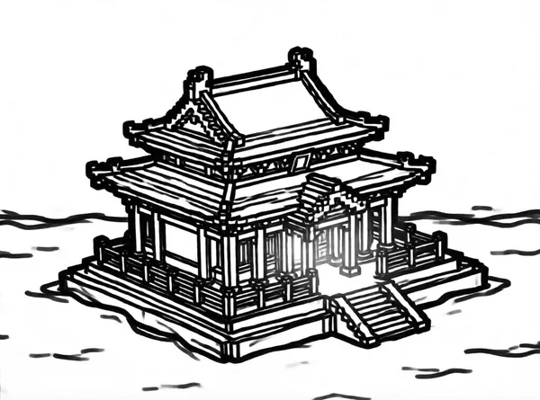 Dibujo de templo oceano iluminado para colorear e imprimir gratis
