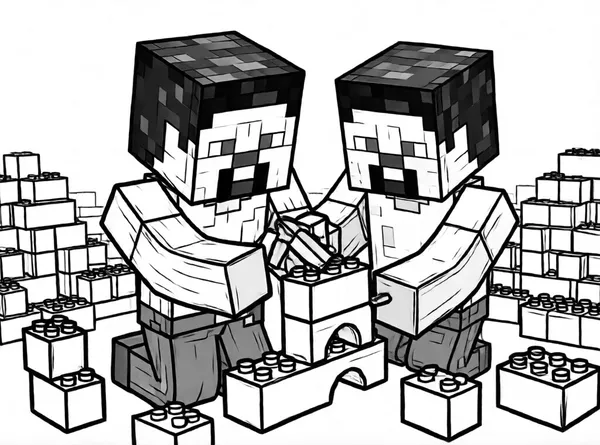 Steve Building Blocks drawing to color and print for free