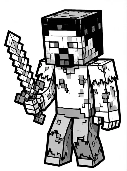 Zombie with a Sword drawing to color and print for free