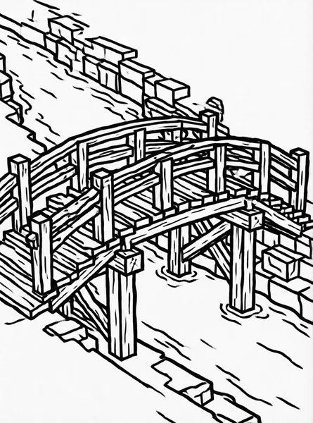 Dibujo de puente de madera para colorear e imprimir gratis
